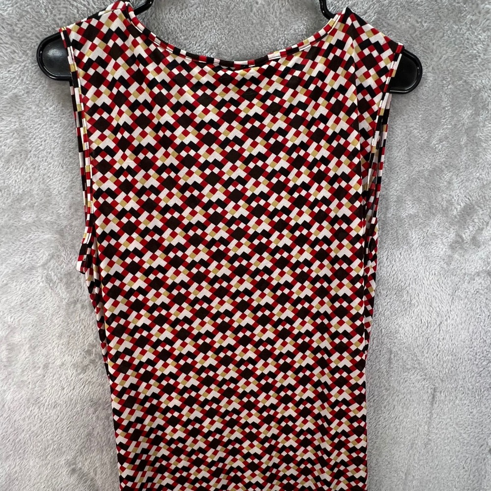 Elizabeth Dalton M Silk Blend Geometric Ruched Faux Wrap Y2K Bodycon Retro Chic - Picture 3 of 8